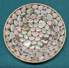 PINK GREY GOLD Vintage Mosaic Plate Mid Century Modern Pebble Stone 5.5”