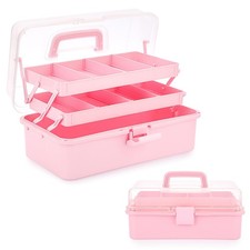 Pink 3Layer Plastic Dividing Storage Box Craft Art Supply Organizer Portable