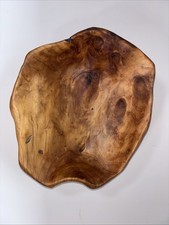 Lg Hand Carved Burl Wood Bowl Live Edge Natural Free Form Rustic Centerpiece
