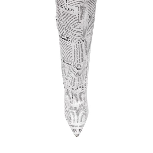 Steve Madden Women's Baddie Over-the-Knee Boot, White/Black, 8.5 image 5