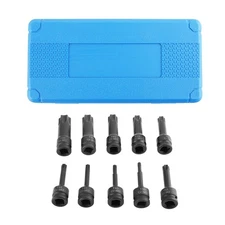 10PC Impact Star Bit Socket Set 3" Long 1/2" Drive T30-T100 with Storage Box