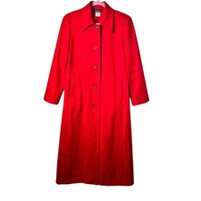 Harve Benard Wool Blend Red Long Coat Classic Elegant Ladies Overcoat Size 6P