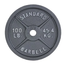 CAP Barbell Olympic Weight Plate – 100 lb Solid Cast Iron, Gray Coating