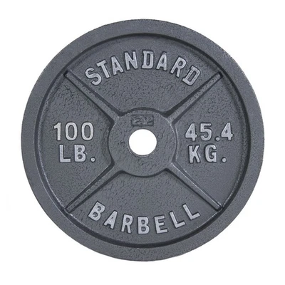 CAP Barbell Olympic Weight Plate – 100 lb Solid Cast Iron, Gray Coating
