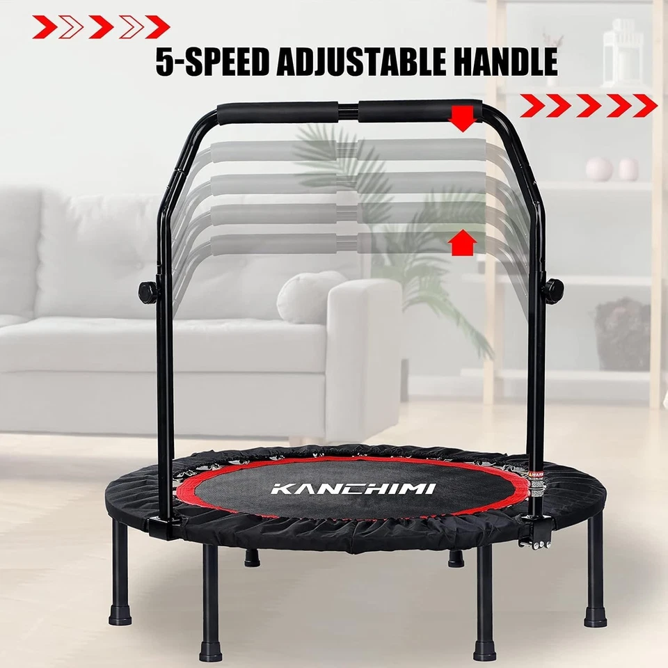 48" Mini Trampolim Dobrável Fitness Exercício Indoor Rebounder com Ha... - Imagem 3 de 4