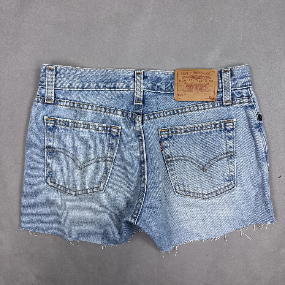 Vintage Levis Cutoff Shorts Womens 3 Junior Denim Superlow USA Made Y2K Jeans - Image 2 of 4