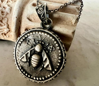 Bienen-Münzanhänger Artemis Ephesus Antiker griechischer Schmuck Sterlingsilber