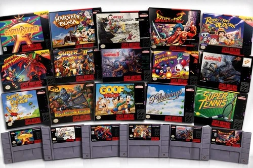 SNES Multiple Titles Game Cartridge & Box - Choose Game