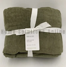 Pottery Barn Cozy Cloud Cotton Chenille Duvet Cover Loden Green King Cal #Q8C