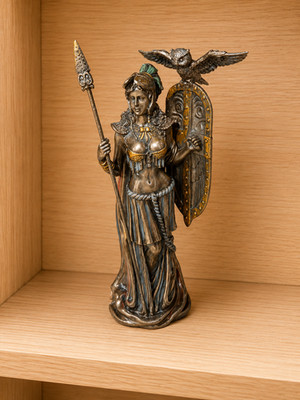 Athena Owl Shield Warrior Goddess Resin Statue
