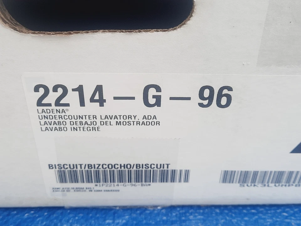 Pia de banheiro Kohler 2214-G-96 Ladena Undercounter BISCOITO VIDRO TRASEIRO ~NOVO~ - Imagem 4 de 4