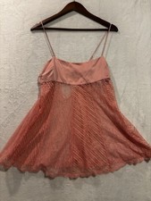 Victoria's Secret Babydoll Chemise Women s Med Coral Sheer Lingerie
