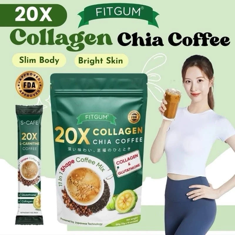 glutathione coffee benefits 20X Collagen Chia Collagen Bright Skin Slim Body 10 Sachets 20X Collagen Chia Coffee Collagen