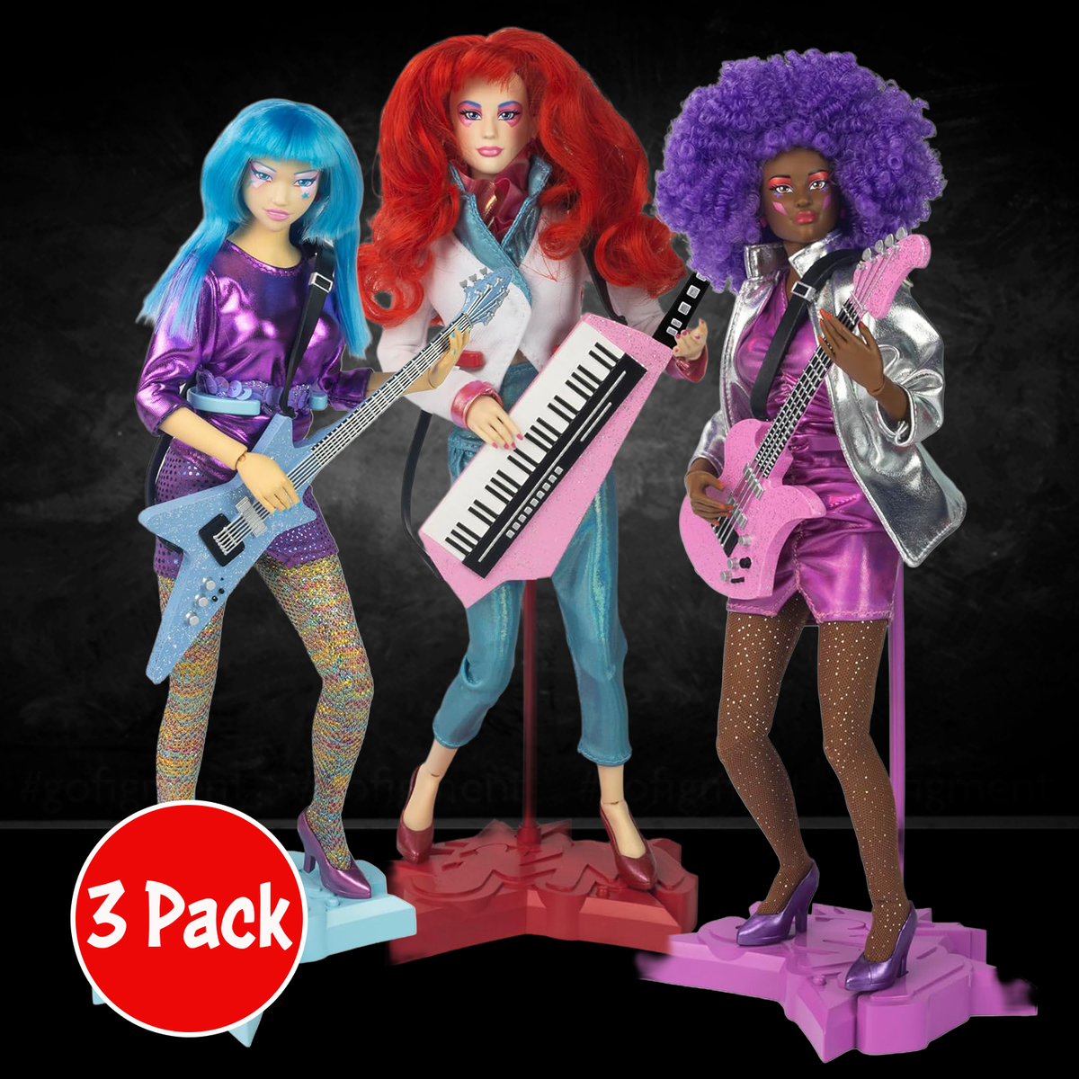 Jem and the Holograms Back Up 3 Pack BUNDLE Aja - Kimber - Shana