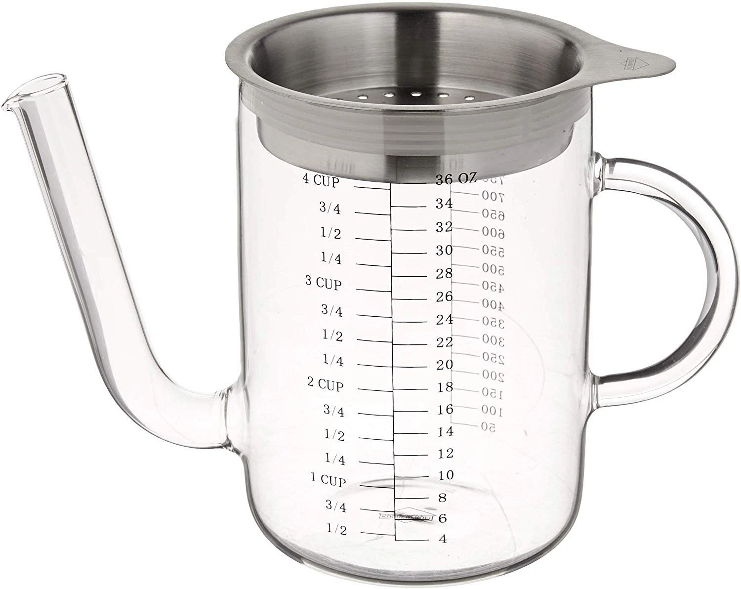 Glass/Stainless Steel Gravy Separator, 4 cup, Clear
