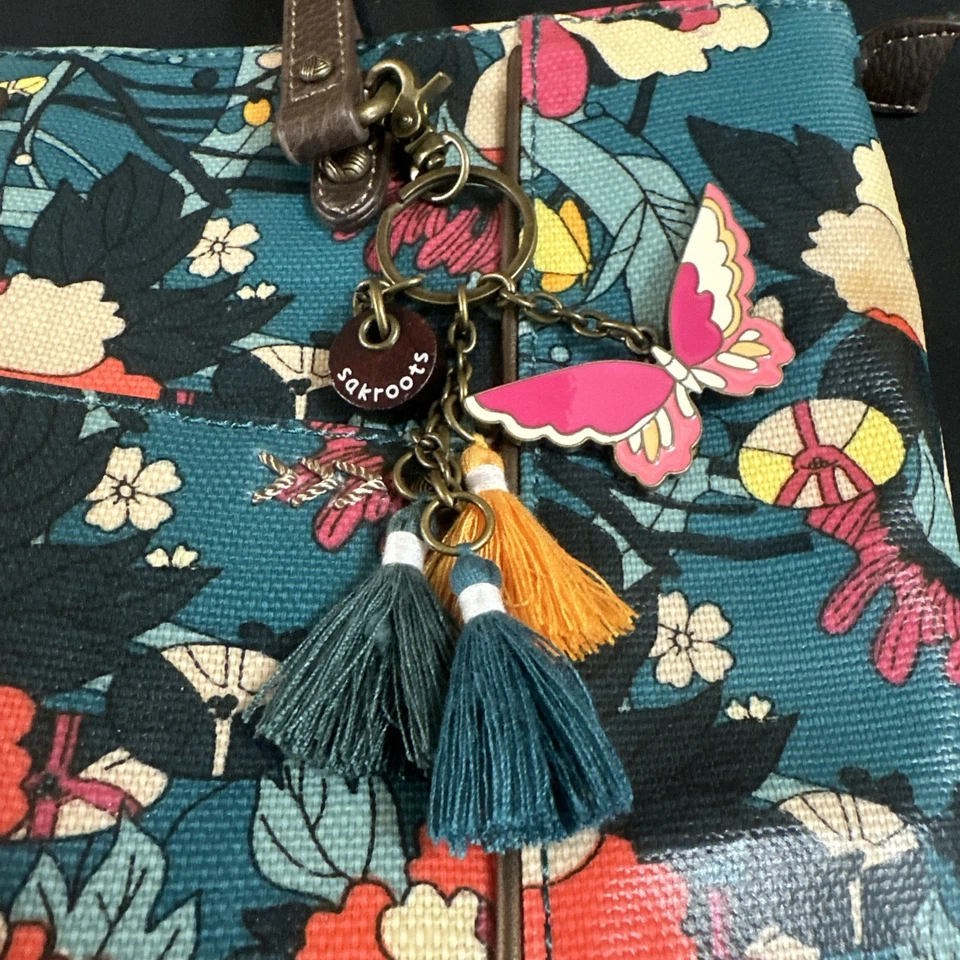 Bolsa tote Sacroots média multicolorida padrão floral - Imagem 3 de 4