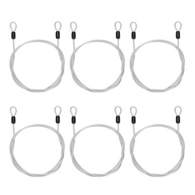 6pcs 1/8'' Dia 3.3ft Security Cable Lock Vinyl Coated Steel with Loops Clear