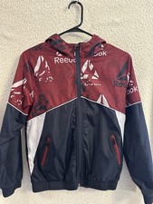 Reebok Retro Windbreaker Jacket Navy Blue/Maroon Red Youth Large 10-12