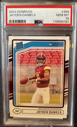 2024 Donruss 389 Jayden Daniels 🔥 RC ROOKIE CARD 🔥 PSA 10 GEM MINT 💎