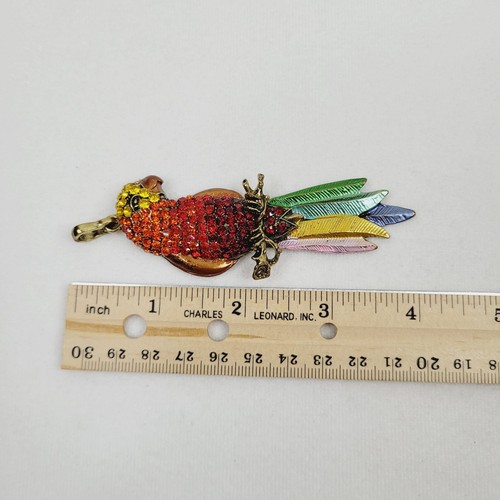 Colgante Loro Estrás Multicolor Pájaro Animal Grande Tono Bronce - Imagen 8 de 9