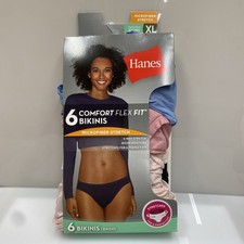 Hanes Women's Stretch Microfiber Bikini Underwear, Comfort Flex Fit, 6-Pack XL
