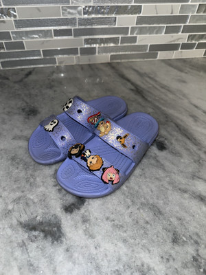 Womens Lavender Purple Lilac Classic Crocs Slide Sandal Size J2 Slides Glitter
