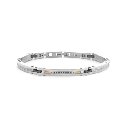 Paciotti 4US Herren Armband Stahl Keramik Schwarz 18Kt Gold 4UBR8277