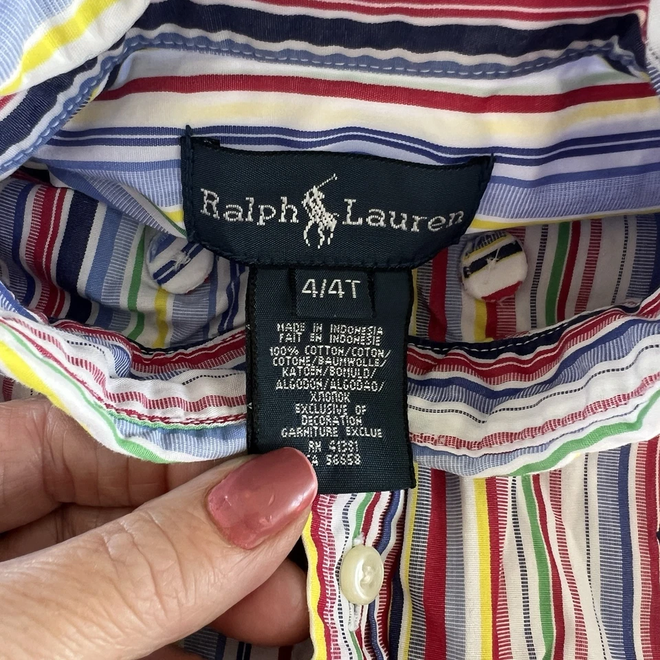 Camisa Ralph Lauren Niños 4T Niño Multicolor Rayas Abotonadas Informal Poni Foto 2 de 4