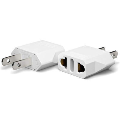 European to US Plug Adapter, Unidapt EU Pack of 2, White 2-Pack
