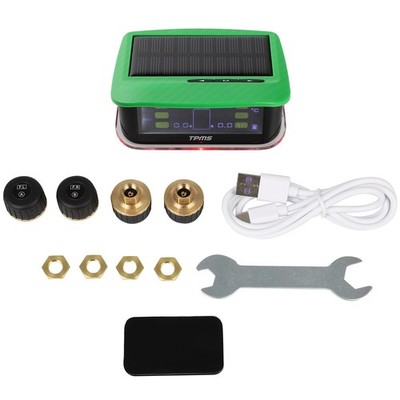 Green RV Tire Pressure Sensor 1PC TPMS Solar Monitor 4pc Sensors w/Alarm Modes