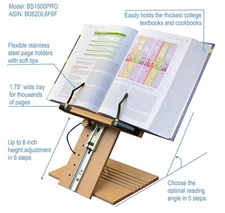 Large Portable Height-Adjustable Foldable Eye-Level Ergonomic Wooden Bookstand
