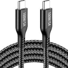 15FT 100W USB-C to USB-C Cable PD Fast Charging Cable Nylon Type C Charger Cord