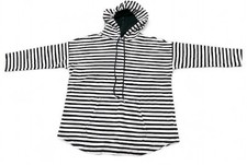 Chaps Women  s Size Small Black  White Striped Hoodie Clean-lined Preppy Coastal