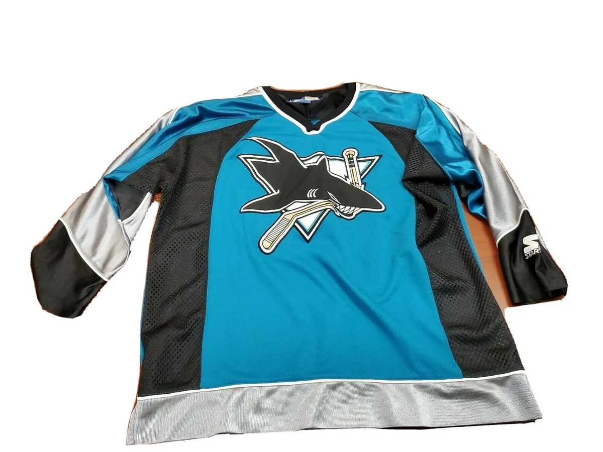 Vintage 1990's San Jose Sharks Starter HOCKEY JERSEY Youth Size Large/XL  RARE!!!