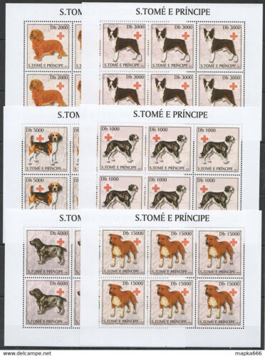KV083 2003 S. TOME & PRINCIPE NEW FAUNA PETS DOGS RED CROSS !!! 6SET MNH - Picture 1 of 1