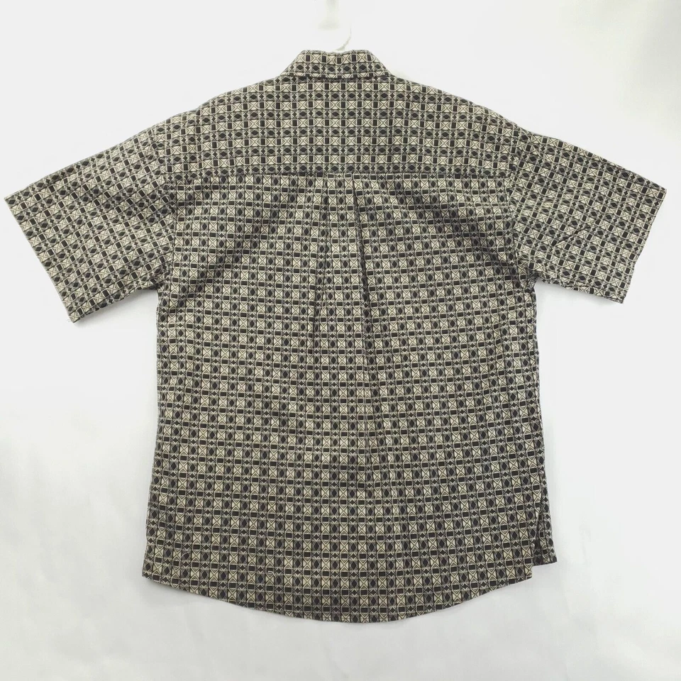 Camisa Crossings Vintage Hombre Grande Beige Negra Algodón Geométrico Clásica Abotonada Foto 2 de 4