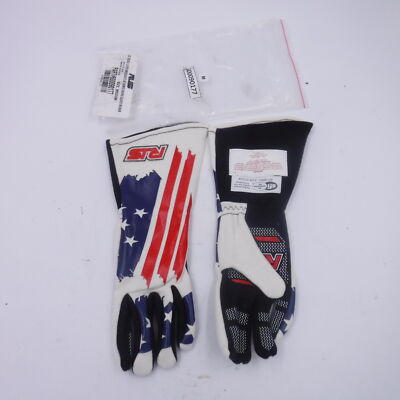 RJS Racing Elite Series Double-Layer Racing Gloves, Red White Blue Flag Size M