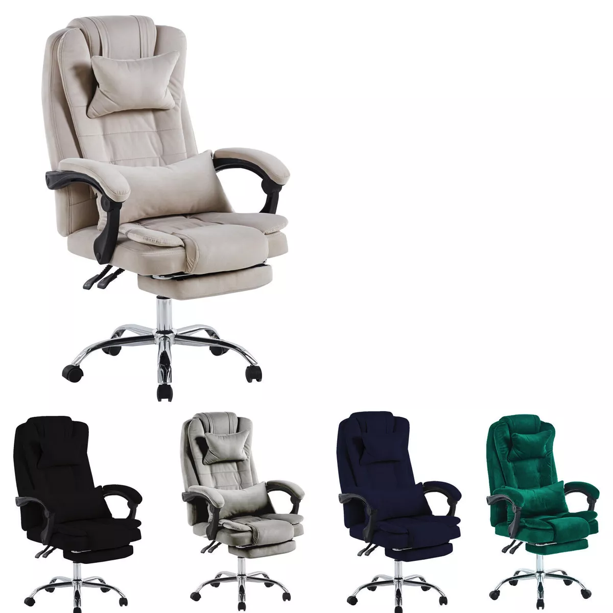 Velvet Office Chair Executive Reclining With Footrest Swivel