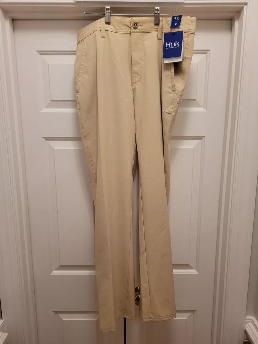 Men's HUK Performance Fishing Reserve Pants Sz-34 Quick Dry UPF Beige NWT