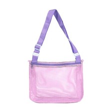 Mesh Beach Bag – Foldable Shell Tote for Kids, Sand Toys & Beach Trips (Pink/Pur