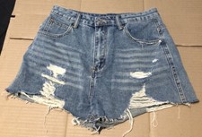 Womens Distressed Denim Shorts - Shein - Pockets - Size M