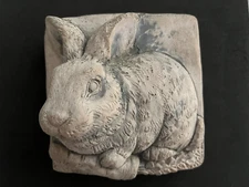 Vintage BUNNY RABBIT & CARROT PLAQUE  Outdoor Wall Decor  3D CEMENTWARE Plaster