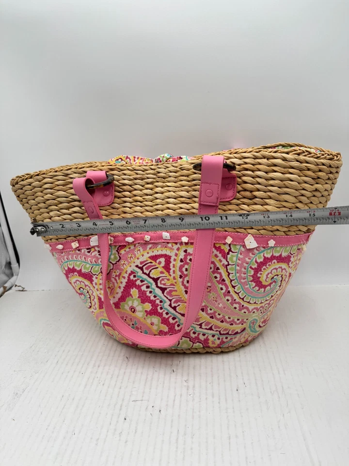 Bolso de Mano Vera Bradley Mujer Rosa Tostado Estampado Cinta Borde Pastos Marinos Playa Bolso de Mano Foto 2 de 4