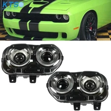 Pair LED Headlights Halogen Head lamps Projector For Dodge Challenger 2015-2023