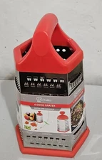 Chef Valley 6 Sided Grater Stainless Steel with 6 Sides Multipurpose RED