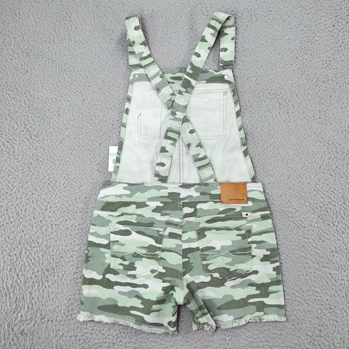 Lucky Brand Overalls Girls 16 Green Bay Camo Claude Shortalls Pockets Stretch - Picture 2 of 19