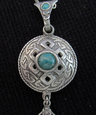 VINTAGE SILVER TONE PERFUME NECKLACE PENDANT 2 5/8 INCHES, MIDDLE EAST? KNOT DES