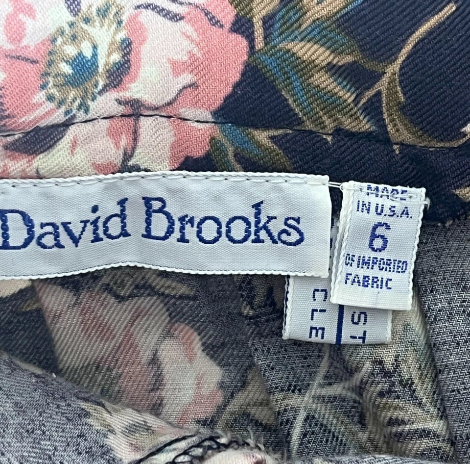 Falda plisada vintage David Brooks floral Cottagecore para mujer 6 cremallera rosa azul marino Foto 2 de 4