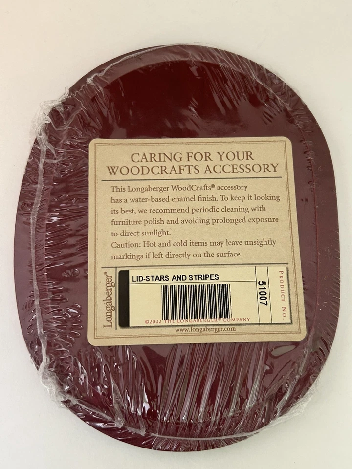 Longaberger WoodCrafts Lid 2002 American Celebration Stars & Stripes Red New - Image 3 of 4