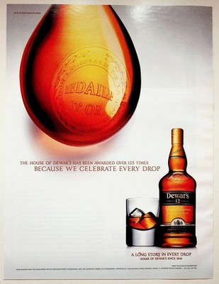 Dewar's 12 Year Scotch Whisky 2006 Magazine Ad Gold Medal Whiskey Collectible